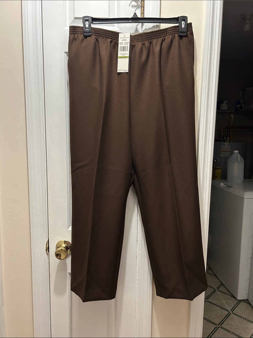 Alfred Dunner Brown Straight-Leg Elastic Waist Pants